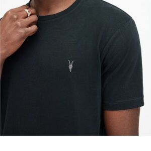 All Saints Black Tee with Embroidered Logo